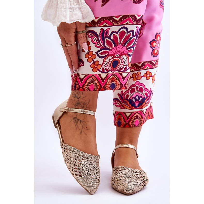 FM1 Sandale Elegante Damă Plate Aurii Sheia de aur 1