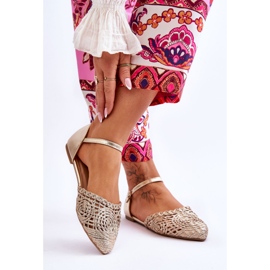 FM1 Sandale Elegante Damă Plate Aurii Sheia de aur 2