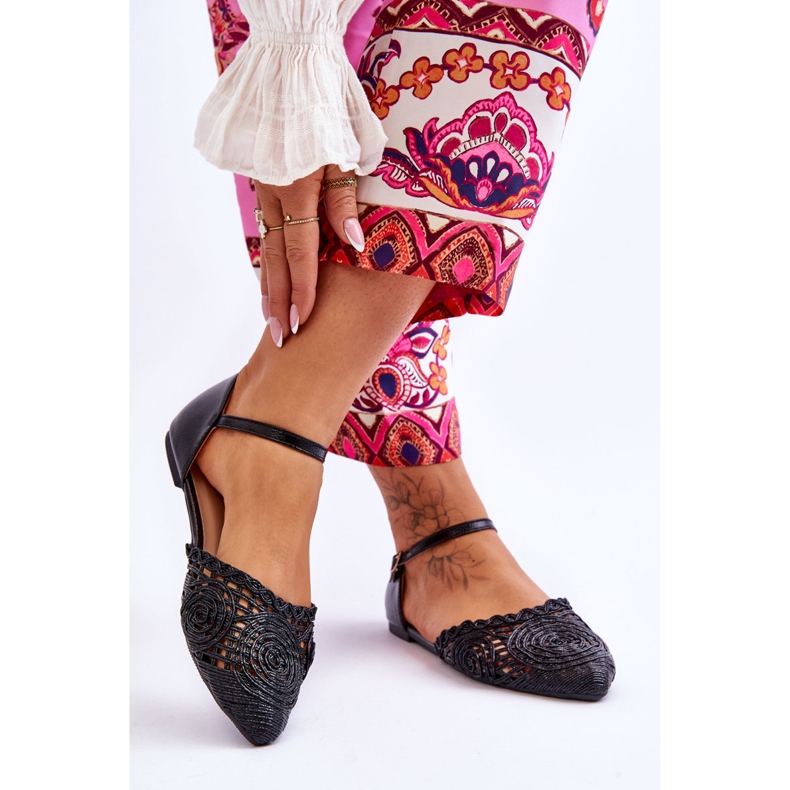 FM1 Sandale Elegante Dama Plat Negru Sheia 2