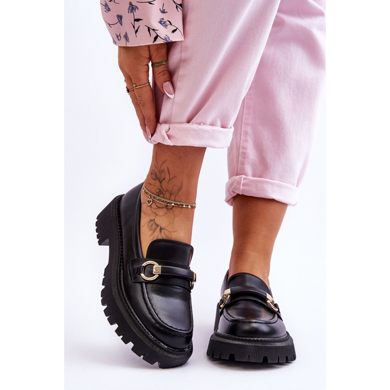 Mocasini de damă pe o platformă masivă Calypso negru 1