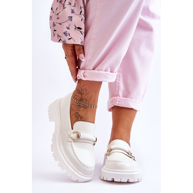 FG1 Mocasini de damă pe o platformă masivă Calypso alb 1