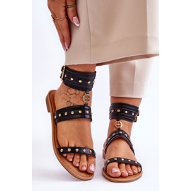 Sandale Unice De Dama Cu Stud Negru Selina 1