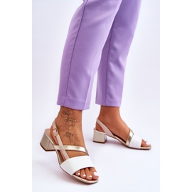 Sandale din piele cu toc înalt Sergio Leone SK826 alb și auriu 2