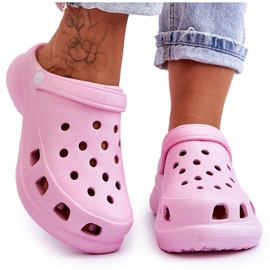 PG2 Foam Slides Crocs On A Chunky Talpa Pink Katniss roz 8
