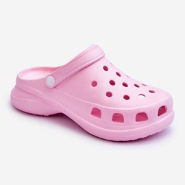 PG2 Foam Slides Crocs On A Chunky Talpa Pink Katniss roz 1