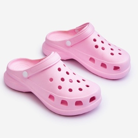 PG2 Foam Slides Crocs On A Chunky Talpa Pink Katniss roz 2