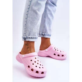PG2 Foam Slides Crocs On A Chunky Talpa Pink Katniss roz 5