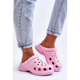 PG2 Foam Slides Crocs On A Chunky Talpa Pink Katniss roz 6