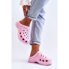 PG2 Foam Slides Crocs On A Chunky Talpa Pink Katniss roz 7