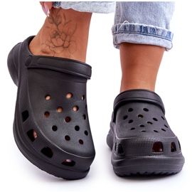 PG2 Foam Slides Crocs On A Chunky Talpa Black Katniss negru 8