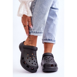 PG2 Foam Slides Crocs On A Chunky Talpa Black Katniss negru 4