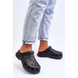 PG2 Foam Slides Crocs On A Chunky Talpa Black Katniss negru 5