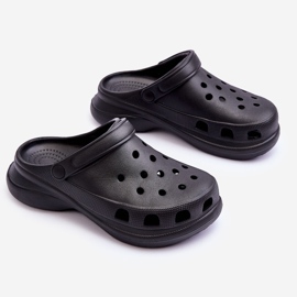 PG2 Foam Slides Crocs On A Chunky Talpa Black Katniss negru 2