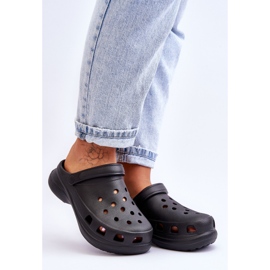 PG2 Foam Slides Crocs On A Chunky Talpa Black Katniss negru 3