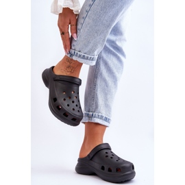 PG2 Foam Slides Crocs On A Chunky Talpa Black Katniss negru 7