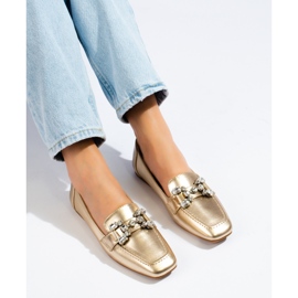 Mocasini de dama aurii cu impodobire Shelovet de aur 1