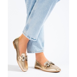 Mocasini de dama aurii cu impodobire Shelovet de aur 2