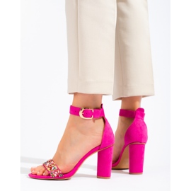 Sandale de dama fucsia cu pietre decorative Vinceza roz 1