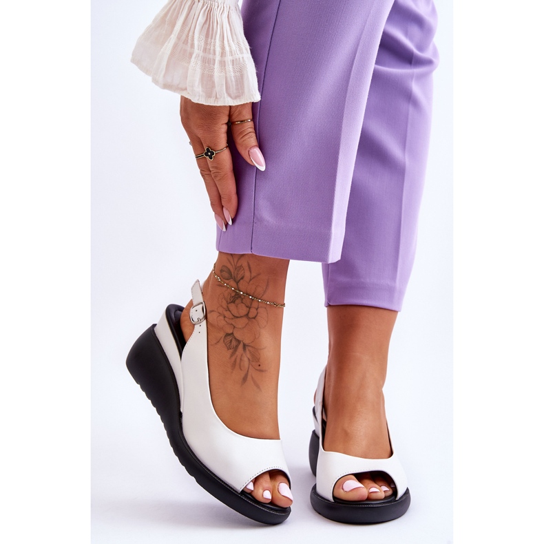 Sandale cu pană de damă Sergio Leone SK853 alb 1