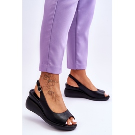 Sandale cu pană pentru femei Sergio Leone SK853 Negru 2