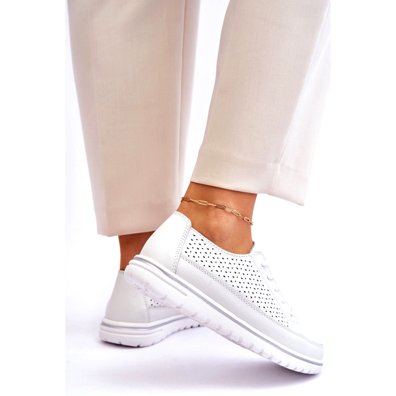 Vinceza Pantofi sport din piele de damă pantofi albi Elami 5