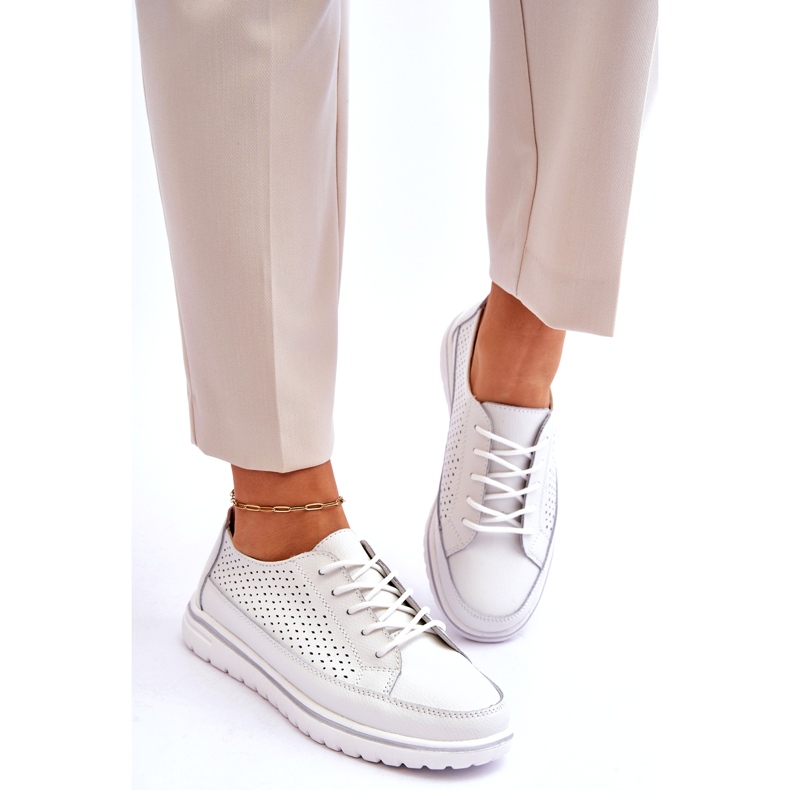 Vinceza Pantofi sport din piele de damă pantofi albi Elami 6