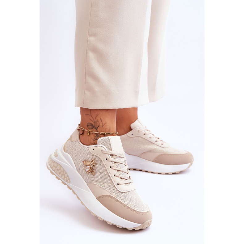 PS1 Pantofi Sport Strălucitori Cu Decor Seneca Bej 2 PS1 Pantofi Sport Strălucitori Cu Decor Seneca Bej 2