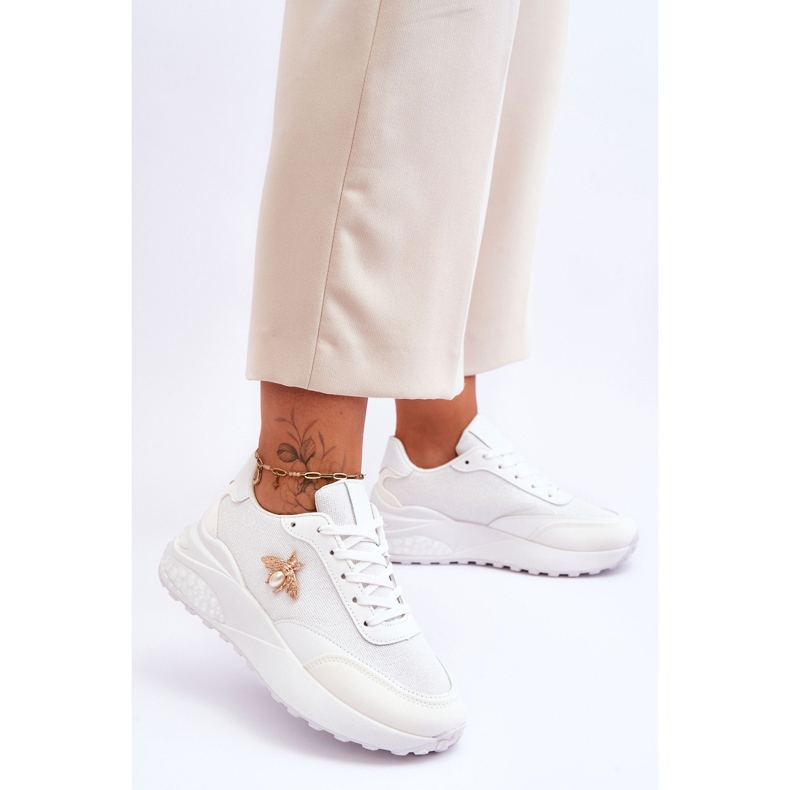 PS1 Pantofi Sport Strălucitori Cu Decor Seneca Alb 2