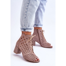 Cizme din piele intoarsa cu model ajurat Maciejka 05966-10 Bej Inchis 2