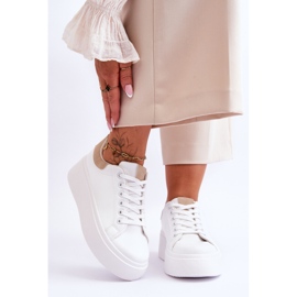 Pantofi sport pe o platformă masivă Boneti alb și bej 1