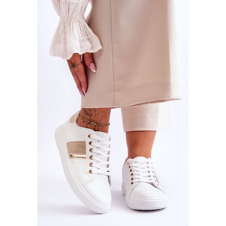 Pantofi Sport Dama Cu Jeturi Alb-Auriu Axelle 2 Pantofi Sport Dama Cu Jeturi Alb-Auriu Axelle 2