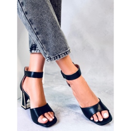 Tamara Sandale negre cu toc geometric negru 2 Tamara Sandale negre cu toc geometric negru 2