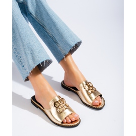 Glisori Shelovet de damă cu împodobire aurie de aur 1