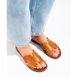 W. Potocki Papuci de damă din piele maro Potocki 1