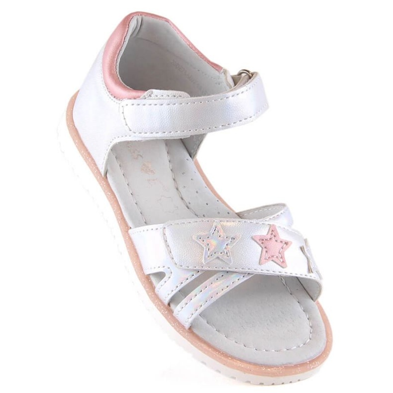 Sandale cu velcro Miss Jr EVE427B argintiu 1