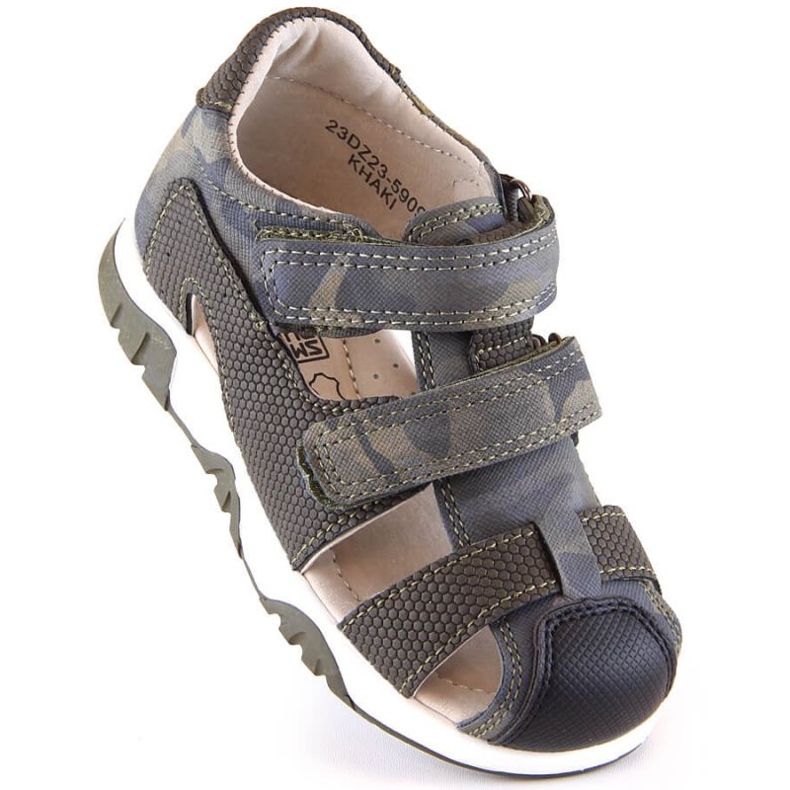 Sandale cu velcro camo News Jr 5909 kaki verde 1