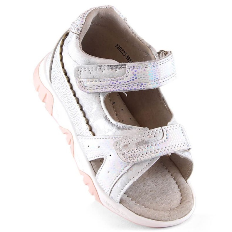 Sandale albe cu velcro Miss Jr EVE429 1