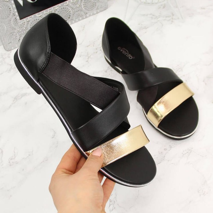 Sandale negre Jezzi W EVE293B cu slip-on negru 1