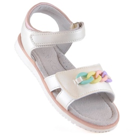 Sandale cu velcro cu lant Miss Jr EVE426 bej 1