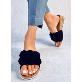 BM Sandale cu pană cu flori de la Peluso Black negru 2