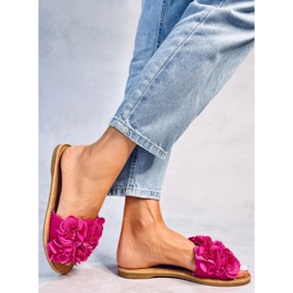 Papuci Corey cu flori fuchsia roz 5