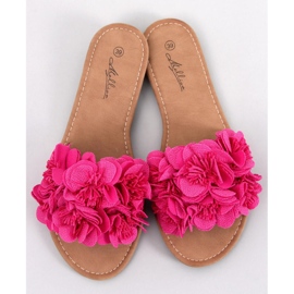 Papuci Corey cu flori fuchsia roz 1