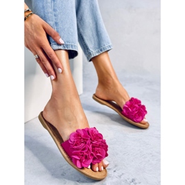 Papuci Corey cu flori fuchsia roz 2