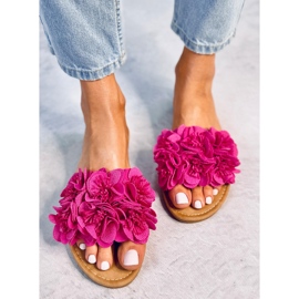 Papuci Corey cu flori fuchsia roz 4