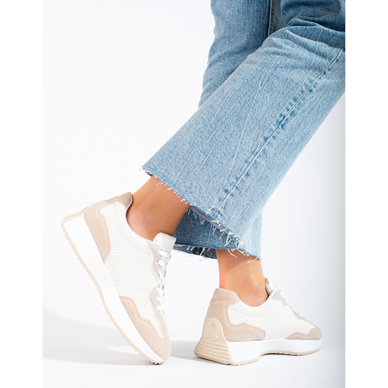 TRENDI Pantofi Sporti Casual Pe Platformă bej alb gri 1