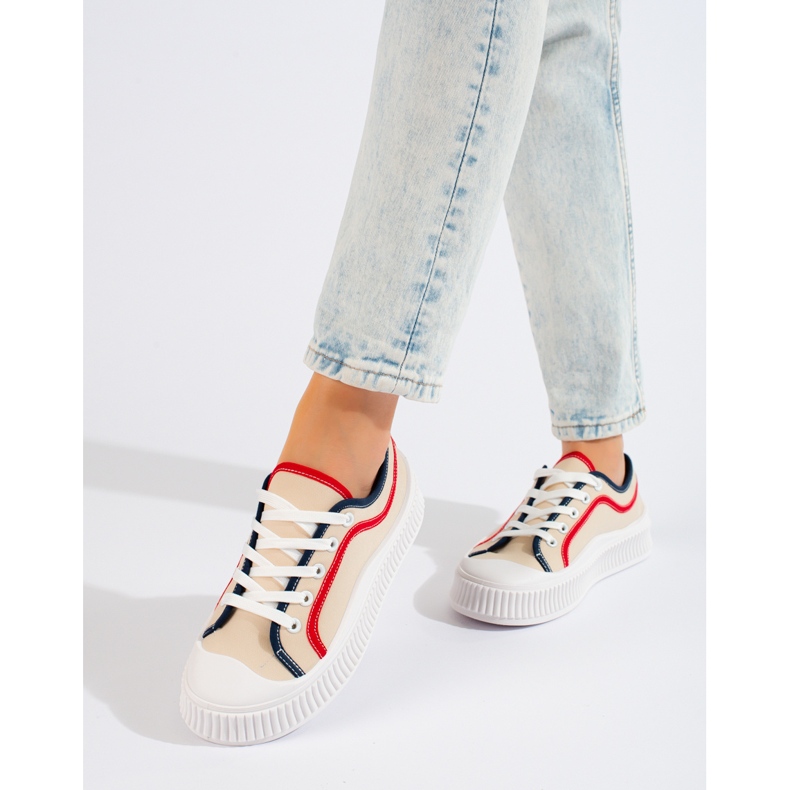 Tenisi dama Shelovet cu platforma joasa bej 1