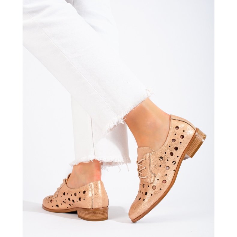 W. Potocki Pantofi de damă cu șireturi ajurat Potocki bej 1