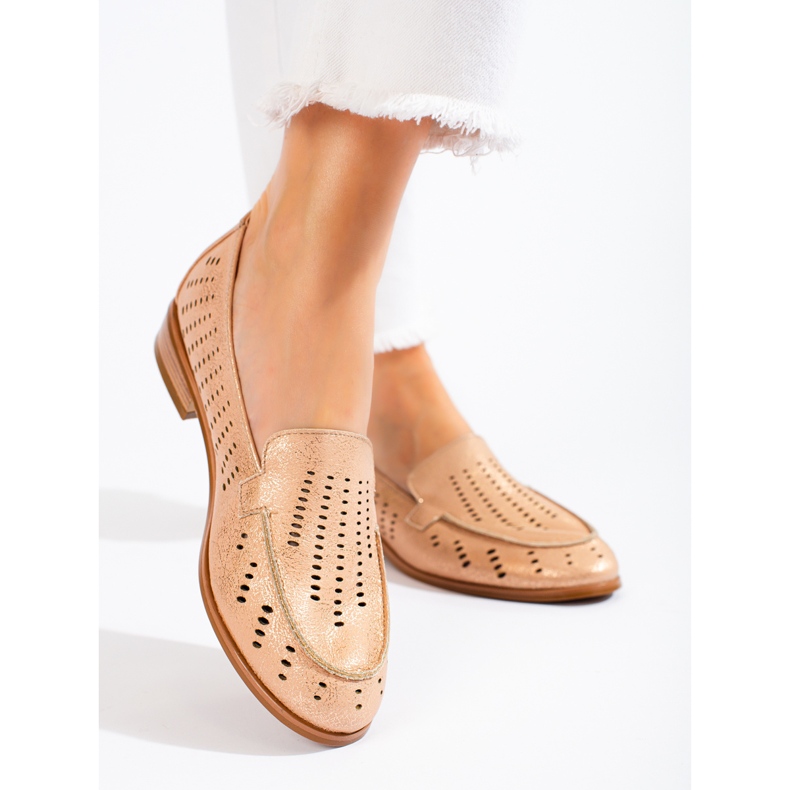 SHELOVET Pantofi de damă ajurati aurii Potocki bej 1