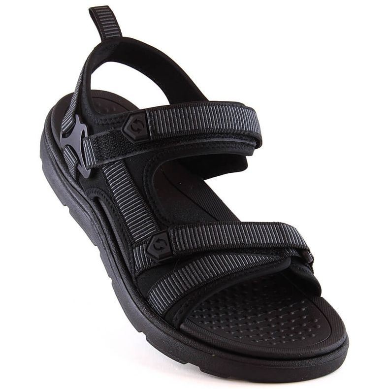 Sandale sport pentru bărbați negre cu Velcro News 23MN11-5623 negru 1 Sandale sport pentru bărbați negre cu Velcro News 23MN11-5623 negru 1