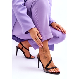 Sandaluri de la nivel înalt, cu sandale înalte, strălucitoare negru 6